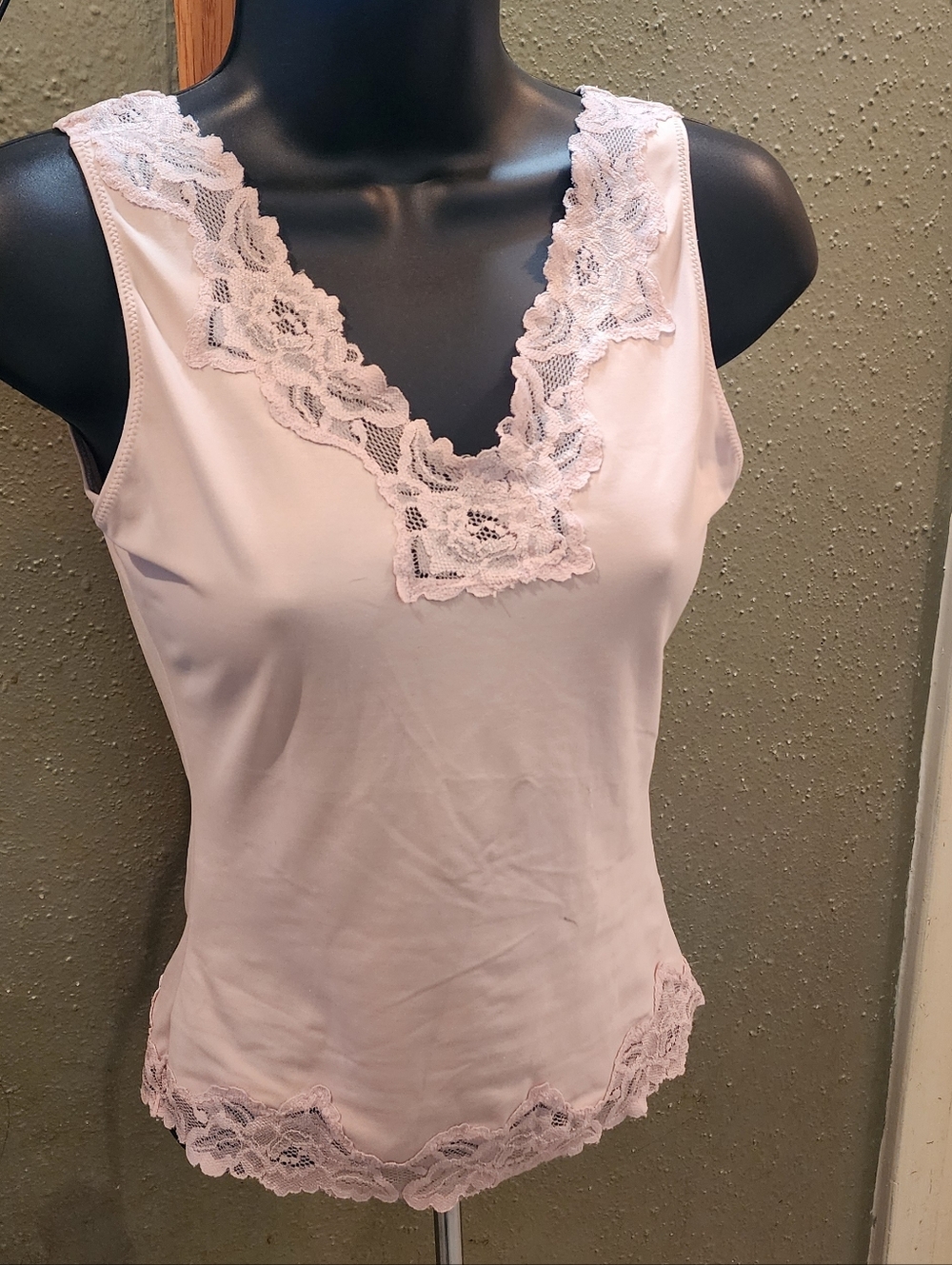 Flexees Pale Pink Lace-Trim Sleep Tank